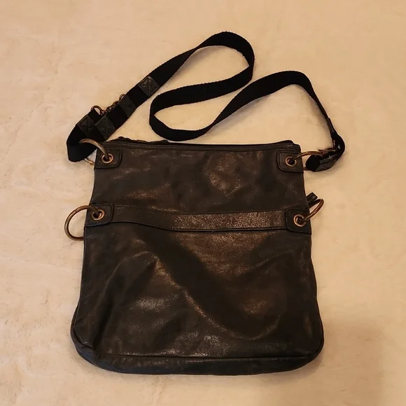 The Sak Dark Grey Leather Crossbody Purse Shoulder Bag - Picture 7 of 11